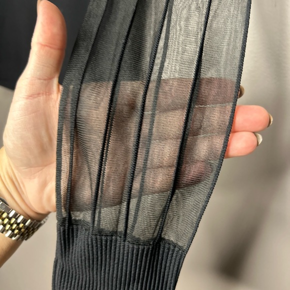 Milly Black Sheer mock neck long Sleeve Top size s - Picture 10 of 15